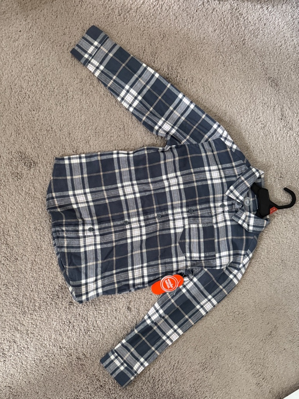 wonder nation Navy and White Plaid Button-Down Shirt